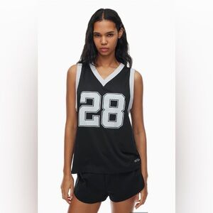 Aritzia Gameday Black and White Mesh Jersey Tank Small